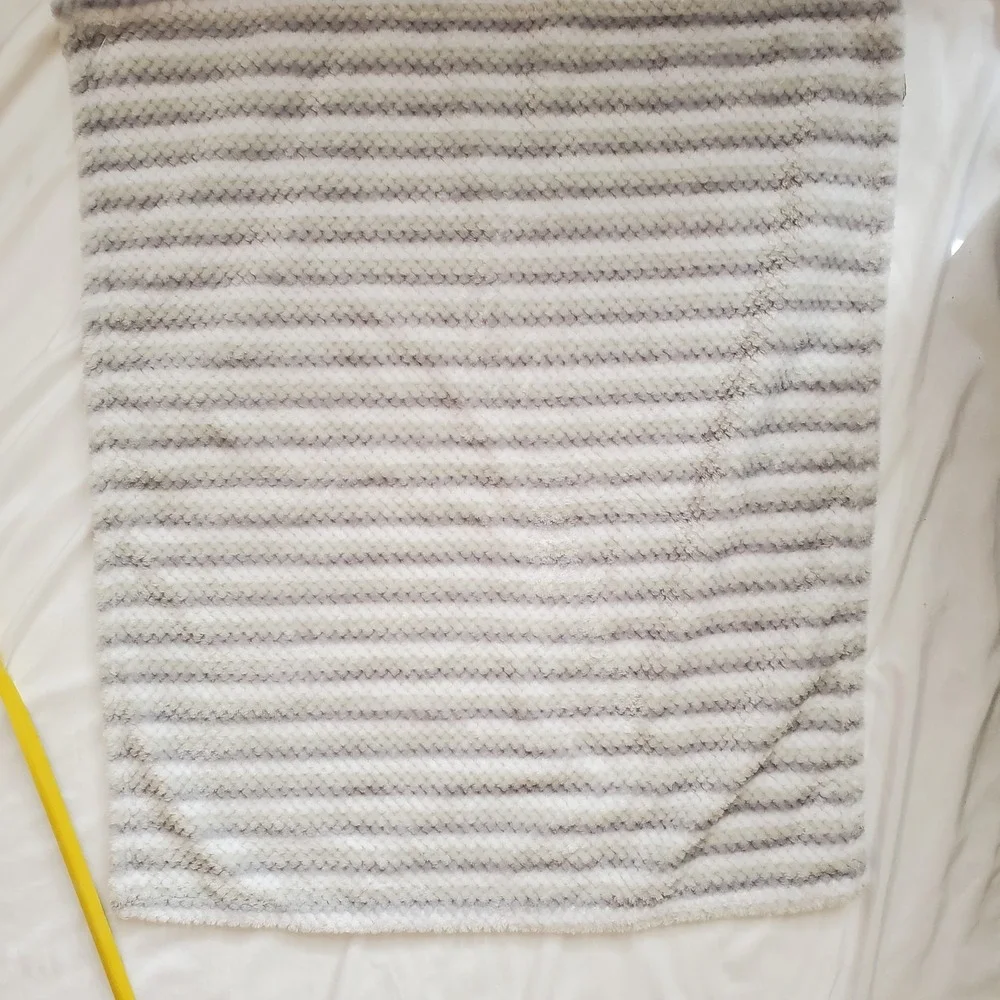Gentle Steps Fleece Baby Blanket Grey Stripe 30x36 White‎ Lovey